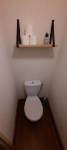 奥特朗Appartement VERCORS 4 personnes的浴室设有卫生间和带卫生纸的架子。