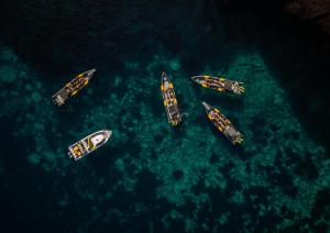 塞雷拉多缅尼德洛瑞酒店的浮在水中的一群船