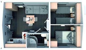 纳堡Tiny Haus 5的享有3个不同景致的小房间,设有一间卧室