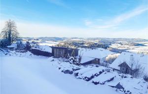 Schoene Ferienwohnung的雪覆盖的村庄的空中景观