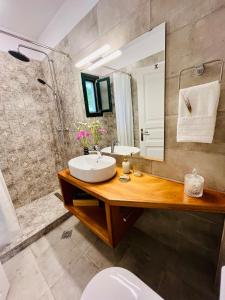 帕诺尔莫斯斯科派洛斯卡捷琳娜公寓的一间带水槽和镜子的浴室
