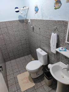 皮帕Pousada Carambola的一间带卫生间和水槽的浴室