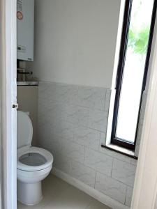 PitseaAlaya's Homes 4 bedroom house的白色的浴室设有卫生间和窗户。