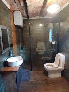 Załawie的浴室配有卫生间、盥洗盆和淋浴。