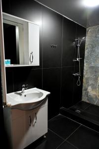 库塔伊西星星旅舍的浴室配有白色水槽和淋浴。