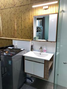 胡志明市LUCY HOTEL & APARTMENT的一间带水槽和炉灶的浴室