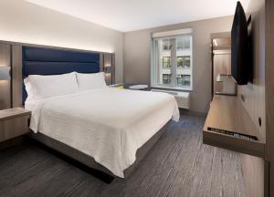 纽约纽约切尔西快捷假日酒店的一间卧室配有一张大床和一台平面电视
