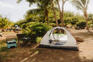 卡胡卢伊Roadtrip Camping on Maui的地面帐篷配有桌椅