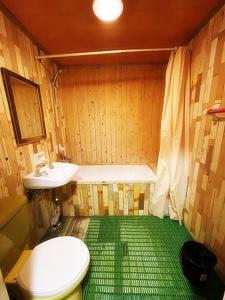 庆州度巴齐旅馆的一间带卫生间和水槽的小浴室