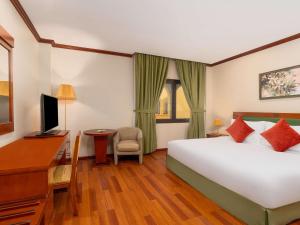 吉达吉达瑞享酒店&度假村的酒店客房配有一张床、一张书桌和一台电视。