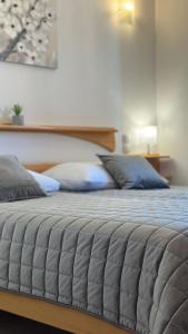 马林斯卡克瓦内尔公寓的一张床上有蓝色枕头的睡床