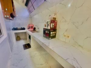 普卡Eton Asia Villas-Kota Bunga的浴室设有白色大理石墙壁和水槽