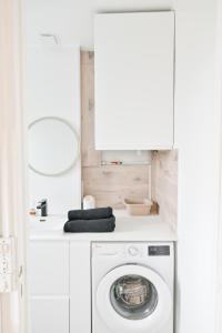Le Pré-Saint-GervaisAppart Lovely & Cosy La Villette Paris的白色洗衣房配有洗衣机