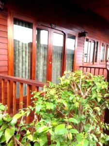 高兰富莱士度假屋的房屋前方有窗户和灌木丛