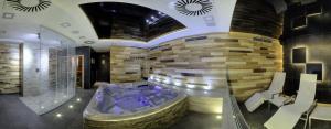 比尔森普尔科米斯特尔酒店的石墙内带浴缸的spa室