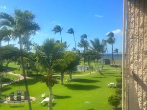 基黑毛伊日落酒店的享有棕榈树公园和大海的景色