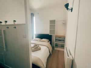 波尔多Respire Bordeaux的一间小卧室,房间内设有两张床