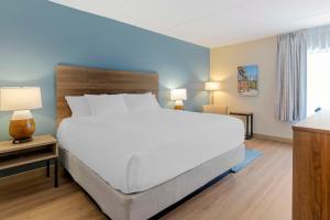 威尔明顿威尔明顿/莱茨维尔比奇贝斯特韦斯特优质酒店的卧室设有一张白色大床和一扇窗户。