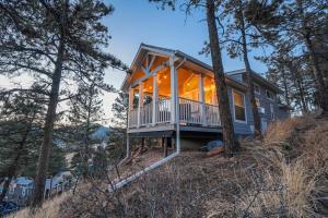 伍德兰帕克Tiny House - Pet-Friendly - Pikes Peak Views的树上山顶的房子