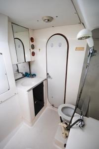El PorvenirEnjoy San Blas sailing的一间带卫生间和水槽的小浴室