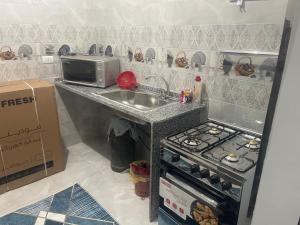 库塞尔Marvel apartment的厨房配有水槽和炉灶