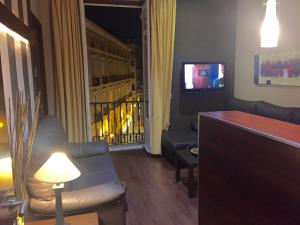 马拉加拉里奥斯旅馆的带沙发和电视的客厅