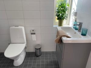 TorslandaHärligt semester boende的白色的浴室设有卫生间和水槽。