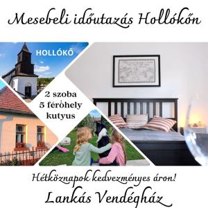 霍尔洛克Lankás Vendégház - Hollókő的一张带床的卧室照片拼贴