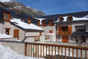 维格奈科Résidence Vignec Village by Actisource的屋顶上积雪的房子