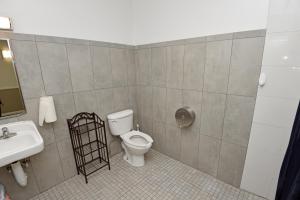 安克雷奇Ingra House Hotel的一间带卫生间和水槽的浴室