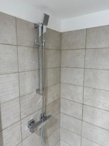 特威克纳姆Twickenham Stadium Condo的浴室内配有淋浴和头顶淋浴