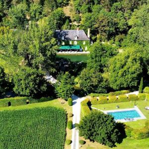科利豪特根特庄园酒店的享有带游泳池的房屋的空中景致