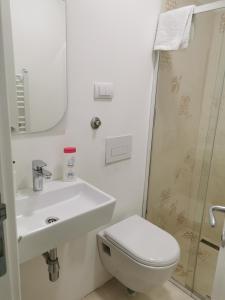 贝尔格莱德BG Exclusive Suites的一间带水槽、卫生间和淋浴的浴室