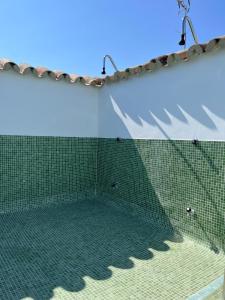 科尔多瓦桑普奇诺苏活精品Spa酒店的浴室设有绿色瓷砖墙和淋浴。