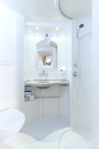 波城东比扎诺普瑞米尔经典酒店的白色的浴室设有水槽和卫生间。