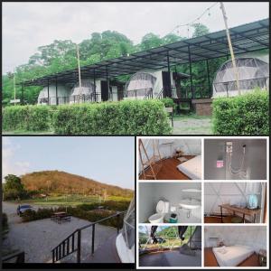 Pong TalongRiver hill khaoyai camping的测地圆顶房屋图片的拼贴