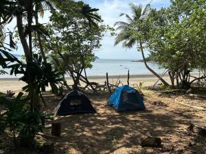 昌岛Eternal Forest Beach Bar&Bungalow的海边两顶帐篷