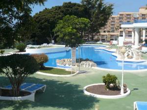 阿德耶Apartments Paraíso del Sur的度假村内的大型游泳池,设有椅子和树木