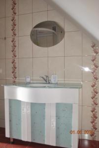VilkiautinisSigito sodyba的一间带水槽和镜子的浴室