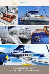 查龙Private Catamaran Yacht charter in Phuket by YACHTALE的水中船只照片的拼合物