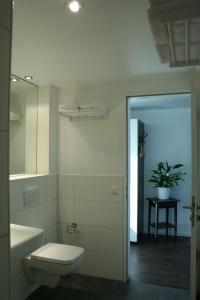 汉堡南运河公寓式酒店的一间带卫生间和水槽的浴室