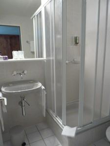 Wisen鲁汶客栈的带淋浴和盥洗盆的浴室
