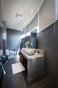 大雅威汀城市酒店 的一间带水槽、镜子和卫生间的浴室