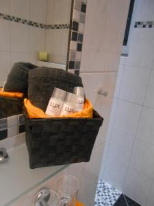 卡普尔赞格勒公寓的带淋浴的浴室内的洗浴用品篮