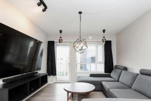 雷克雅未克Modern apartment in great location Reykjavik的带沙发和平面电视的客厅