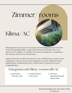 因斯布鲁克BinderS Budget City-Mountain Hotel的一本关于kimma asc技术的小册子