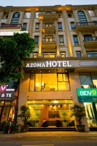 河内AZOMA hotel的前面有标志的酒店