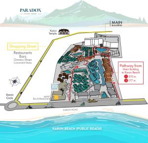 卡伦海滩Paradox Resort Phuket - SHA Plus的坎海滩公共海滩度假村的场地图