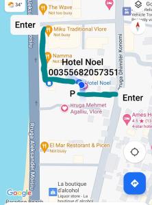 伏罗拉Hotel Noel的酒店急诊室地图