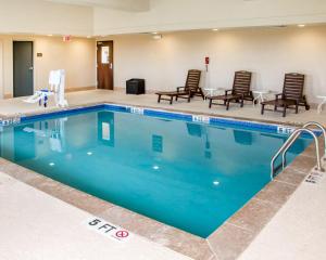 圣马科斯圣马科斯康福特茵酒店的酒店客房的大型游泳池配有躺椅